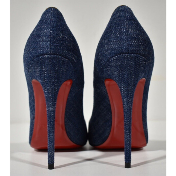 Christian Louboutin So Kate 120 Blue Denim Saba Gold Stiletto Heel Pump 38 - Picture 11 of 12